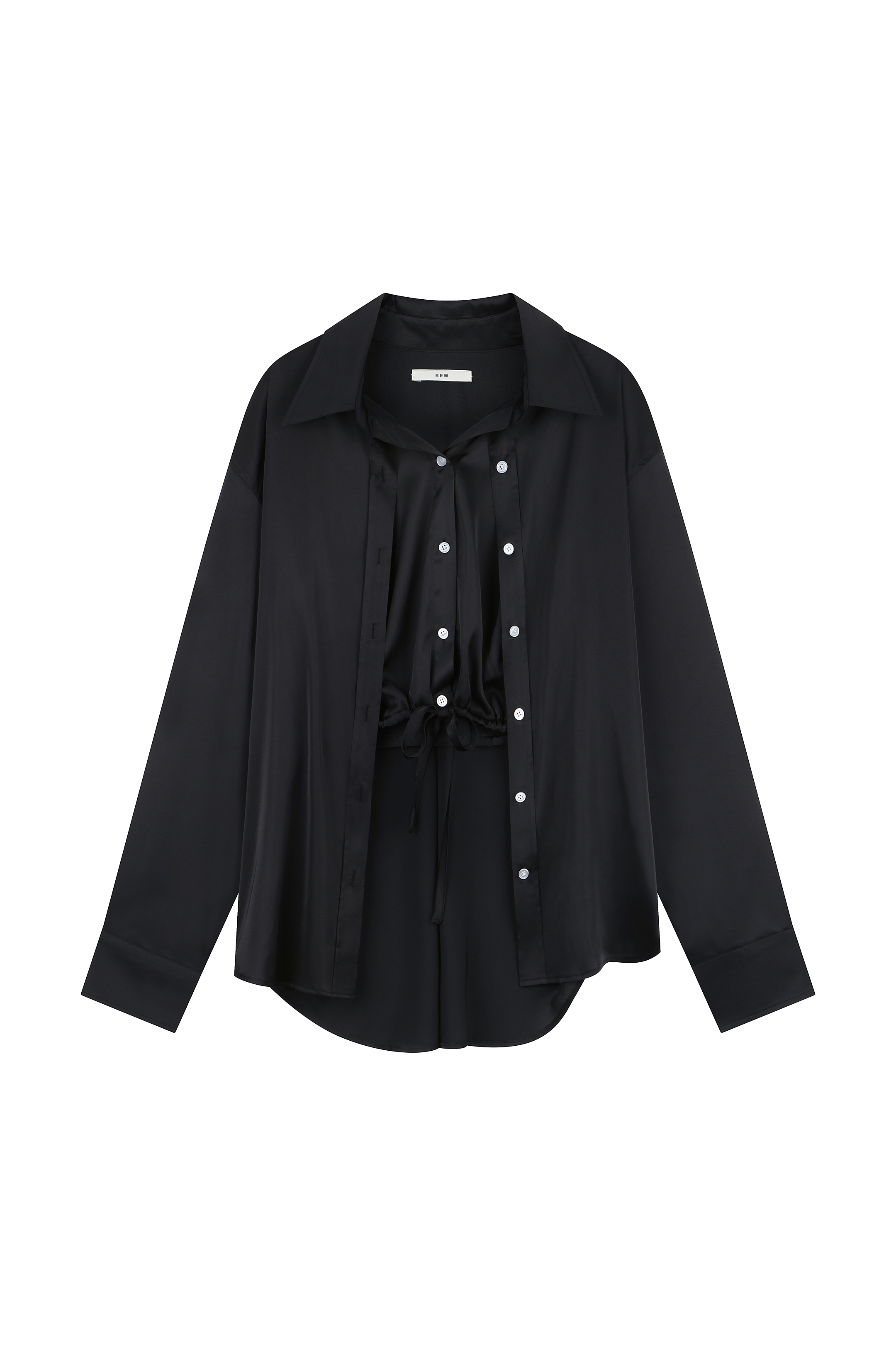 double layered silk blouse - black